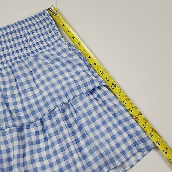 Autres Filles Women's Blue White Plaid Tiered Ruffle Skirt Lined Size XL - Picture 9 of 9